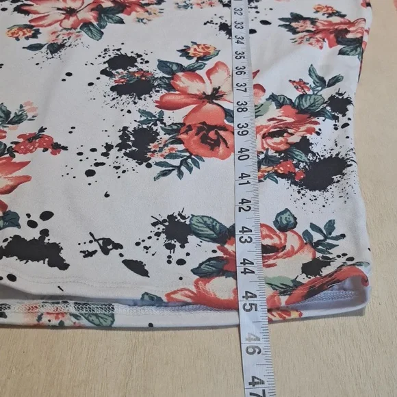 B15 Minette Red And White Foral Print Pullover Midi Dress Size 3X Stretch - Picture 7 of 9